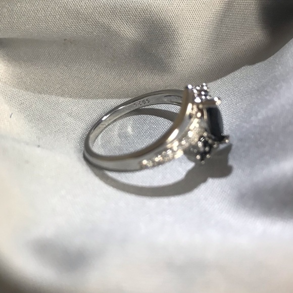 Ladies Sterling Silver and Black Sapphire Ring - Picture 2 of 2